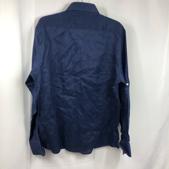 T*R Premium Navy Linen Blend Button Down Shirt XXL - Picture 2 of 8